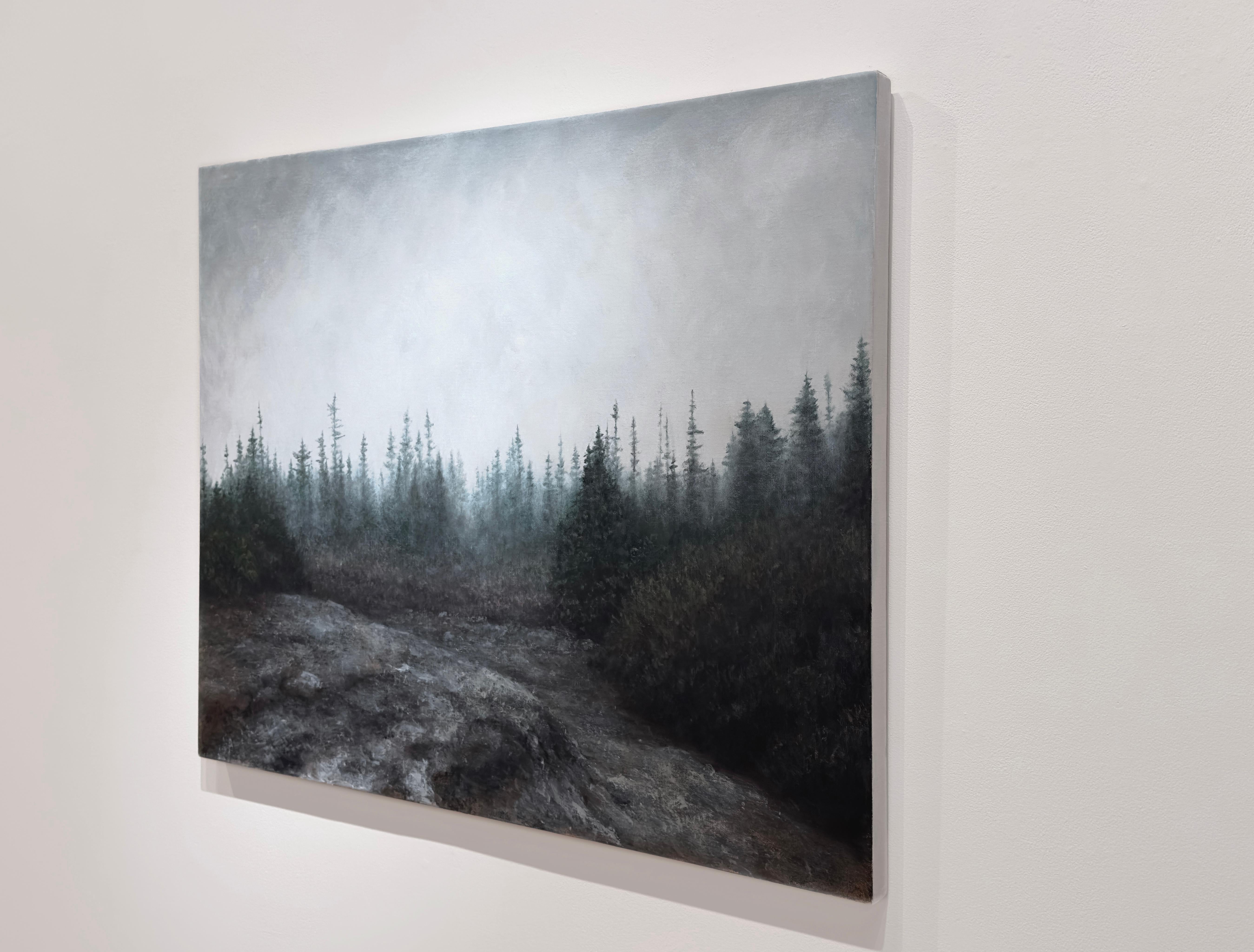 WHEN THE FOG LIFTED - Realism / Dark Landscape / Natural World  - Contemporary Painting by Lisa Lebofsky