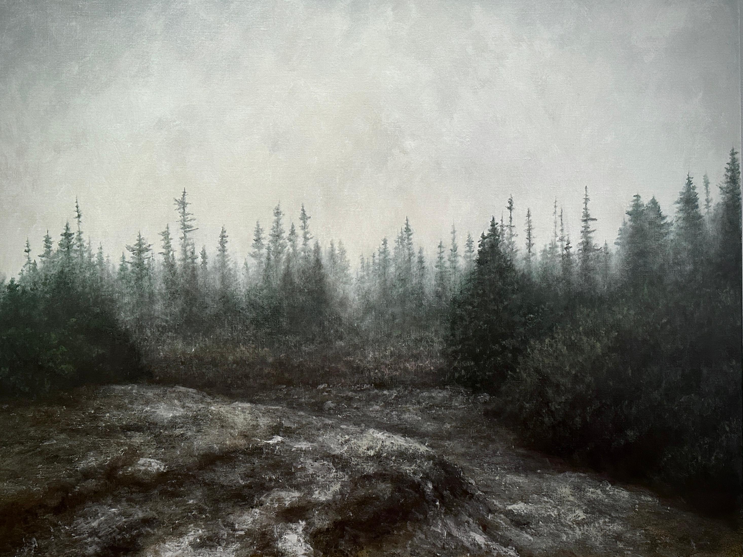 Lisa Lebofsky Landscape Painting - WHEN THE FOG LIFTED - Realism / Dark Landscape / Natural World 