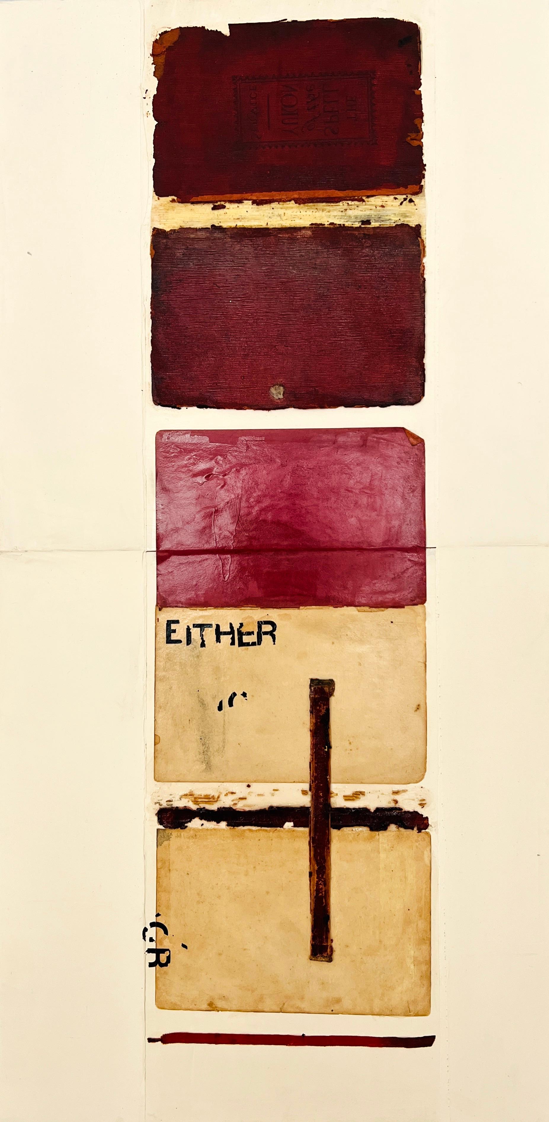 Either.Or  Antique Book Deconstructed With Black Letters - Mixed Media Art by Lisa Lightman