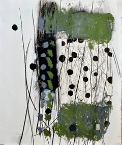 Grass Five, Öl und Graphit, zeitgenössisch, botanisch, abstrakt, Collage
