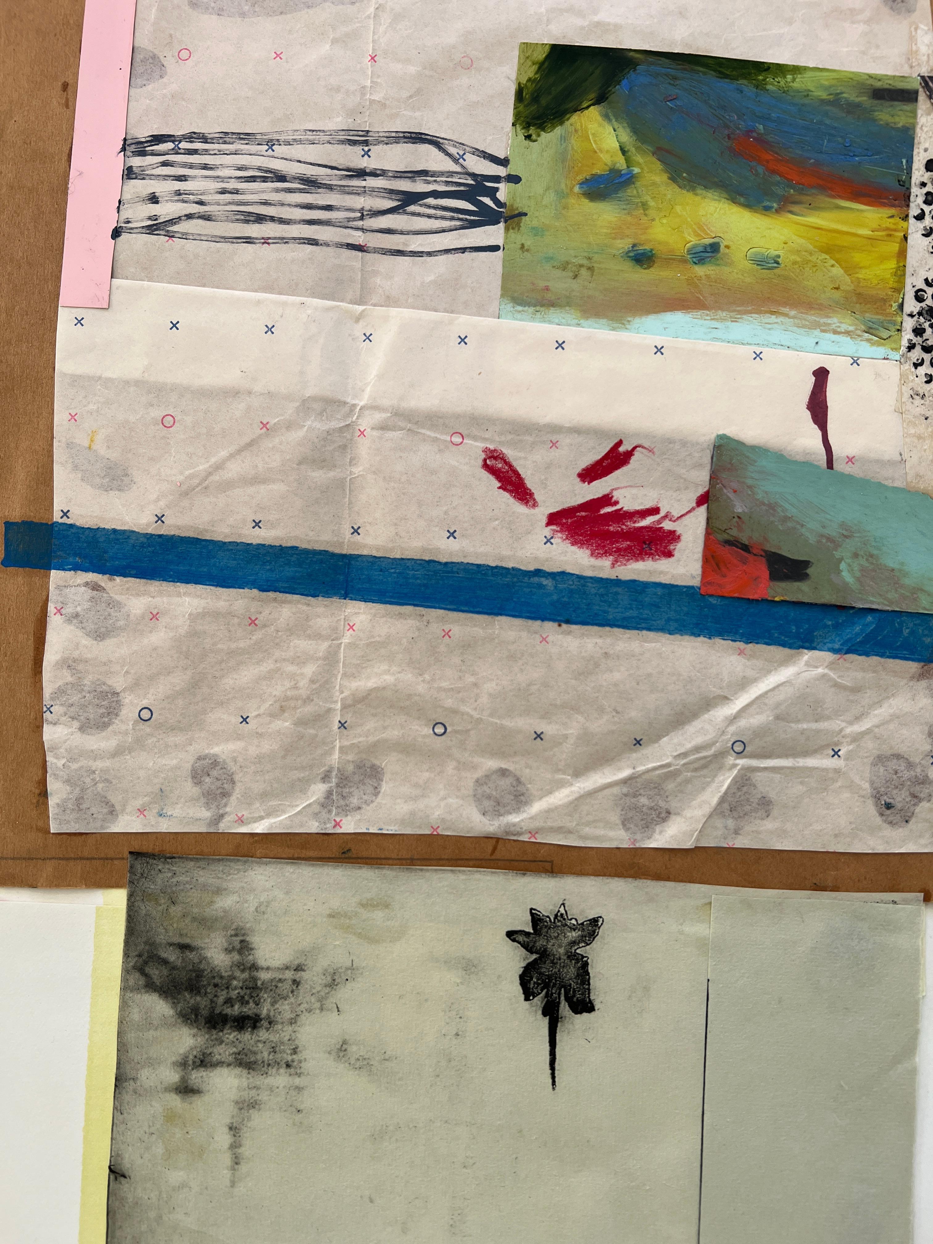 Montana Landscape, No. 2 From the Car: Collage on Paper, with Collaged drawings  For Sale 3