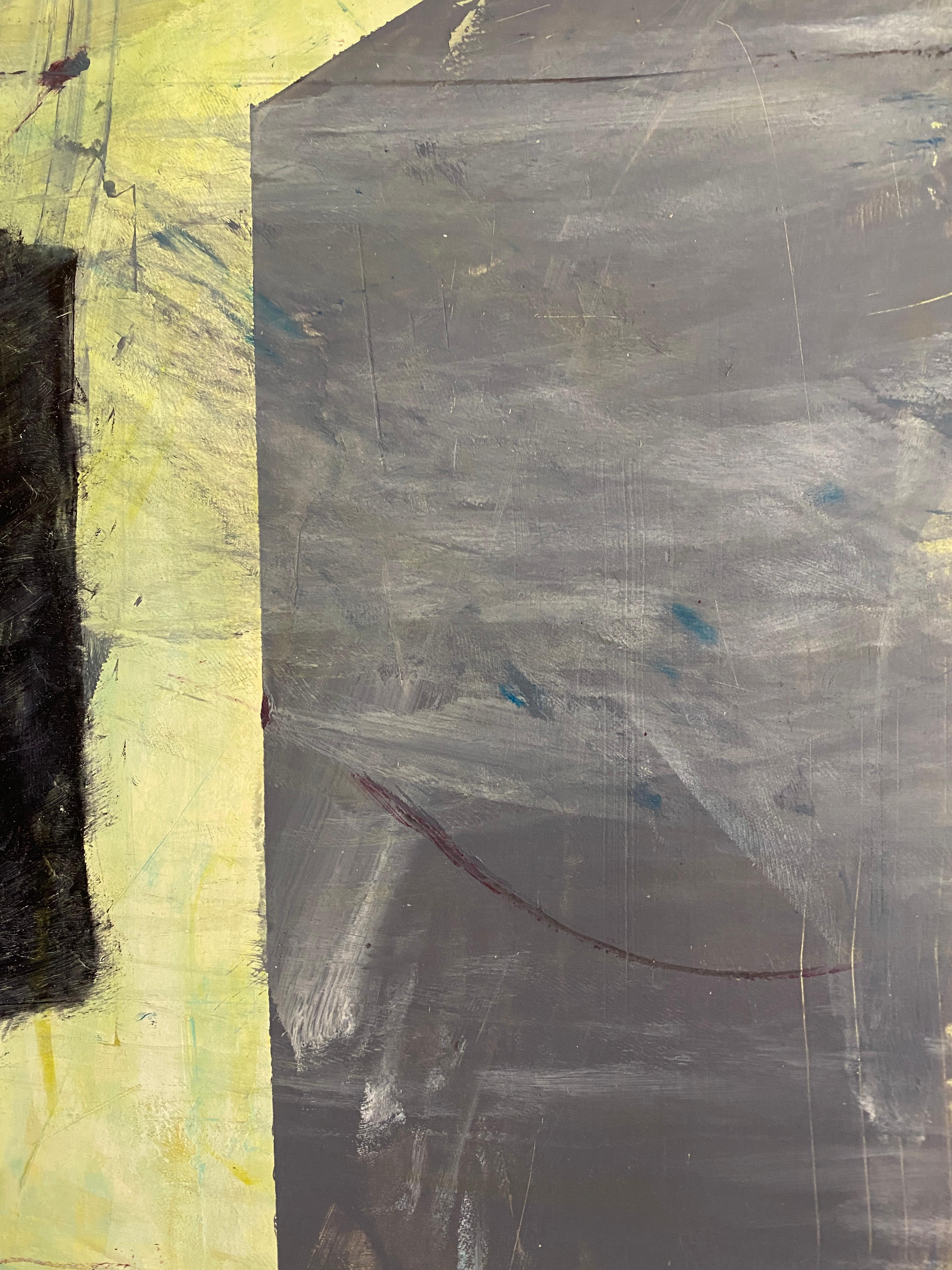 Es ist: Triptychon, abstrakt auf Karton, blau und grün (Abstrakt), Painting, von Lisa Lightman