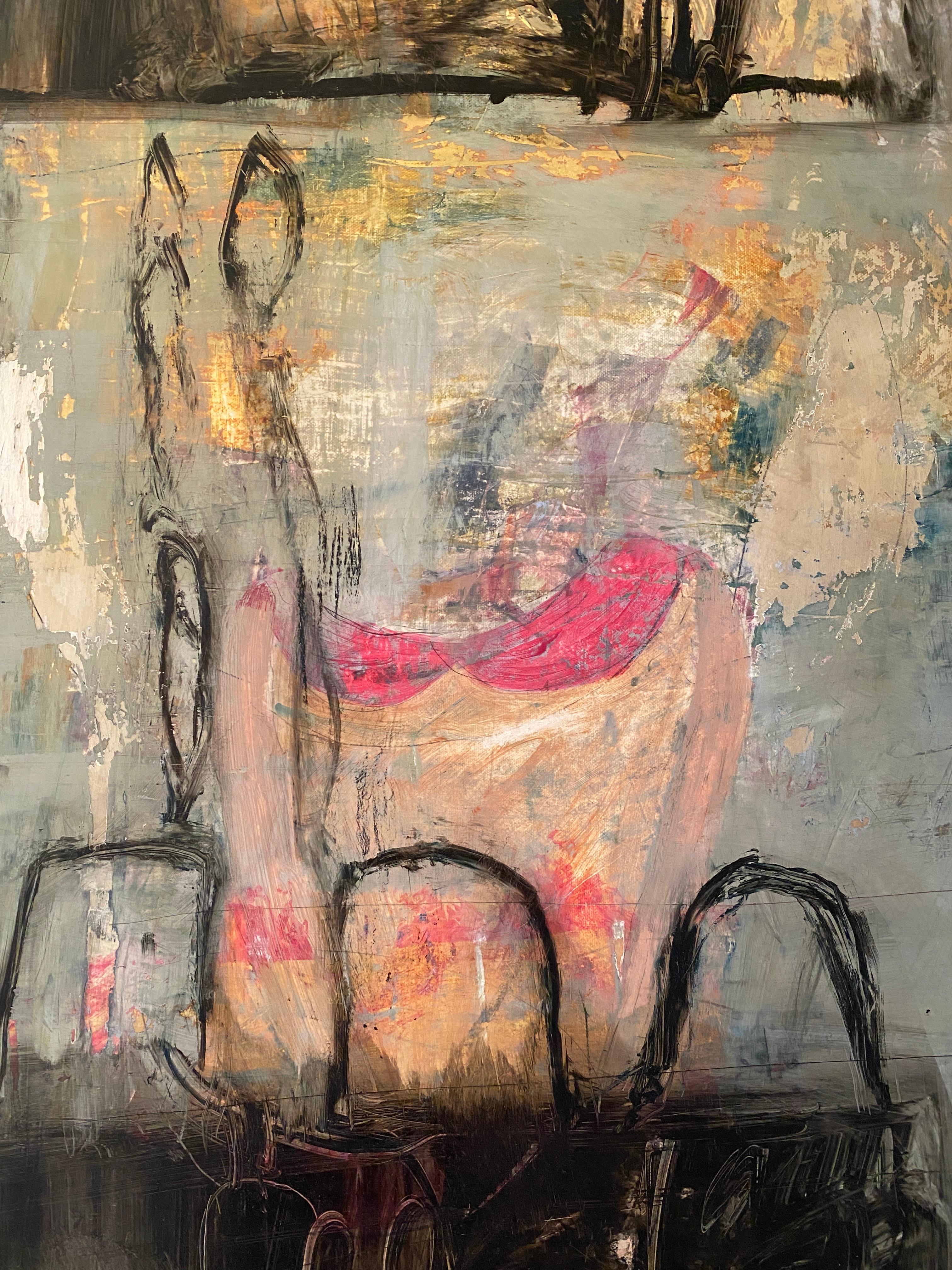 Avant le début : figuratif, huile, graphite sur toile sur carton, 2008 - Contemporain Painting par Lisa Lightman