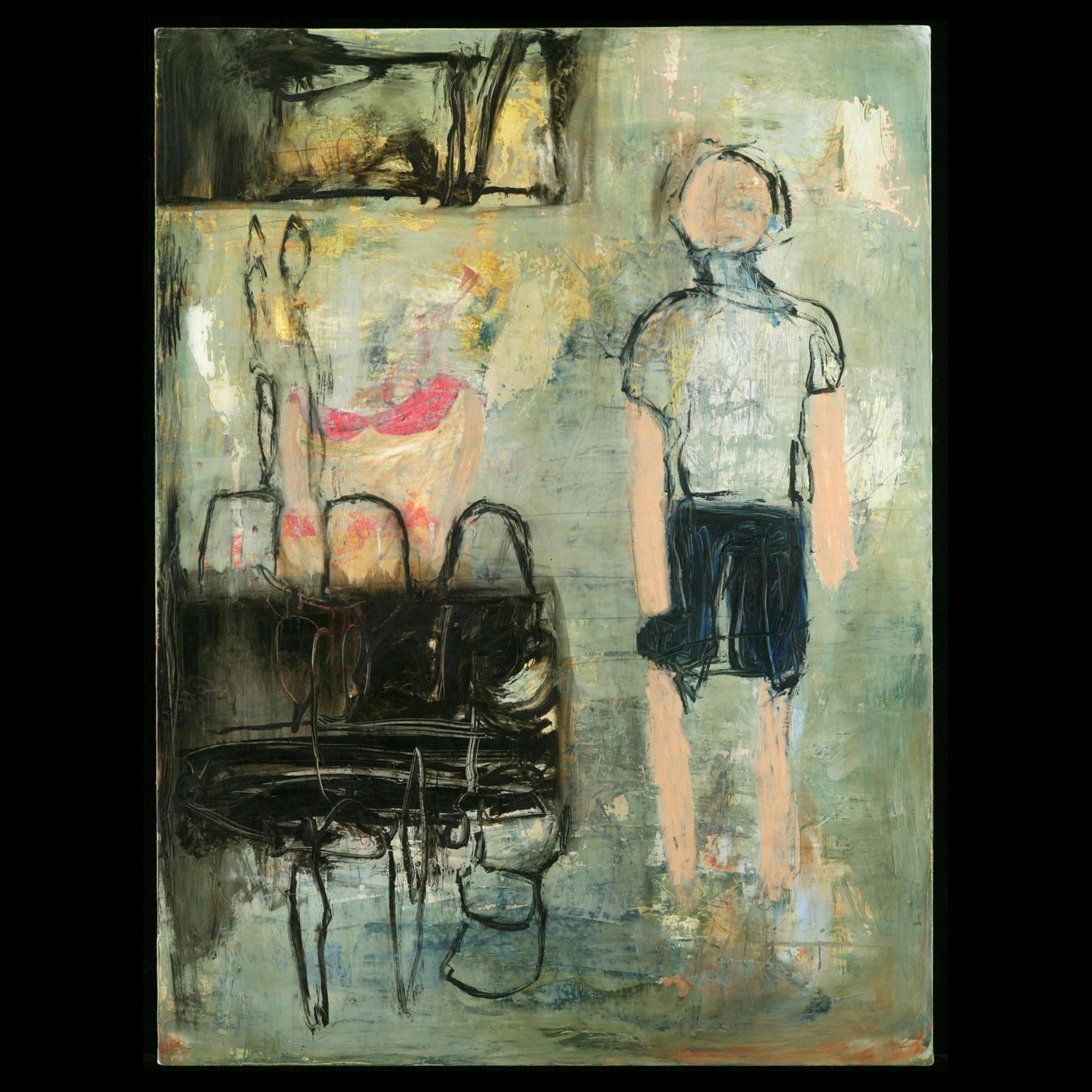 Avant le début : figuratif, huile, graphite sur toile sur carton, 2008