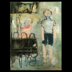 Before the Beginning: figurative, oil, graphite on canvas over board, 2008