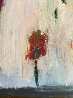 Breaking Through, botanical, white, pink on board