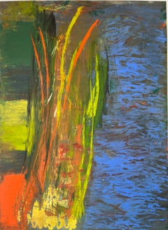 Grasses Three, blue, orange, nature, botanical