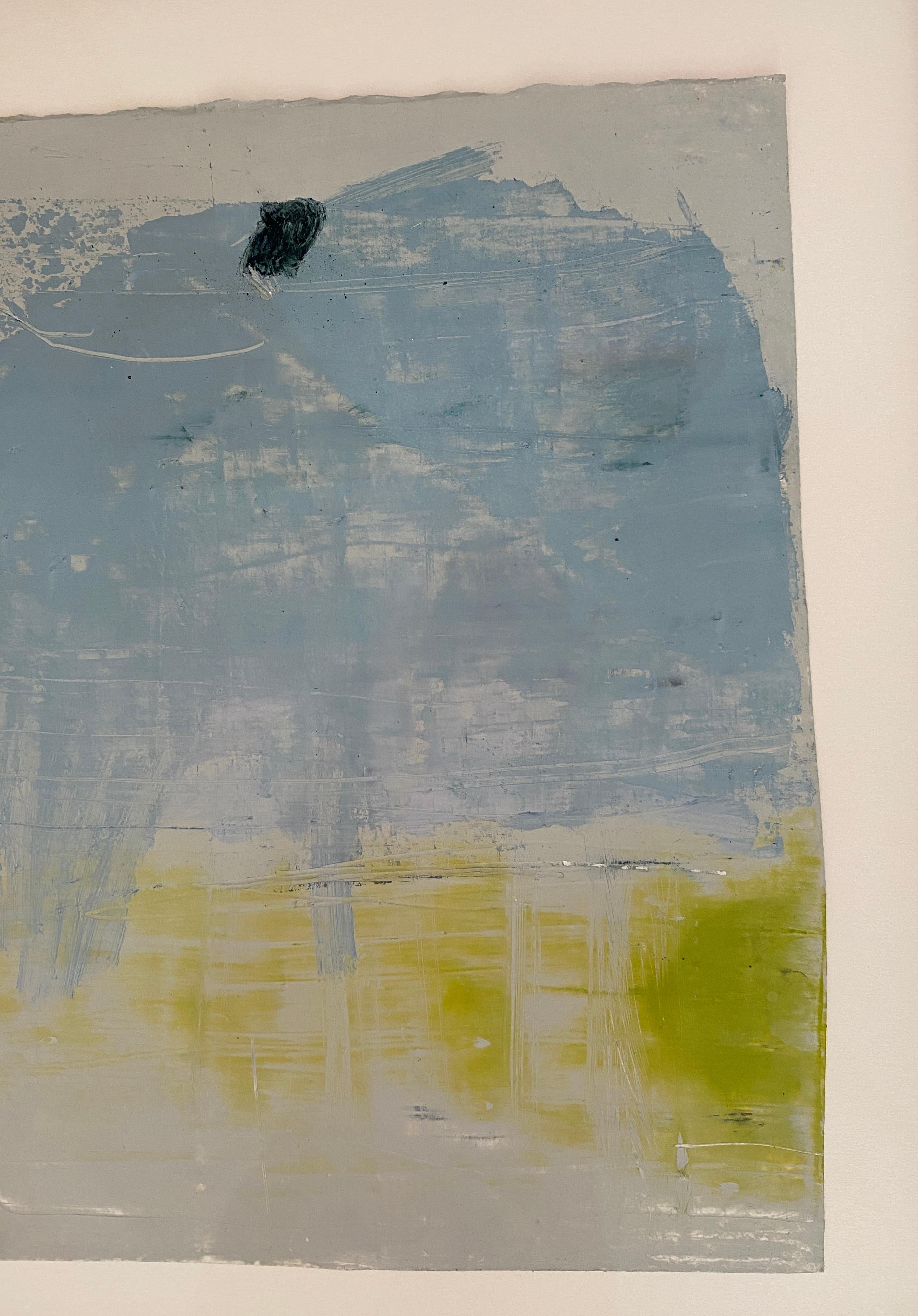 Océan, mer et ciel : minimaliste, huile, pastel sur papier, 2012 - Gris Abstract Painting par Lisa Lightman