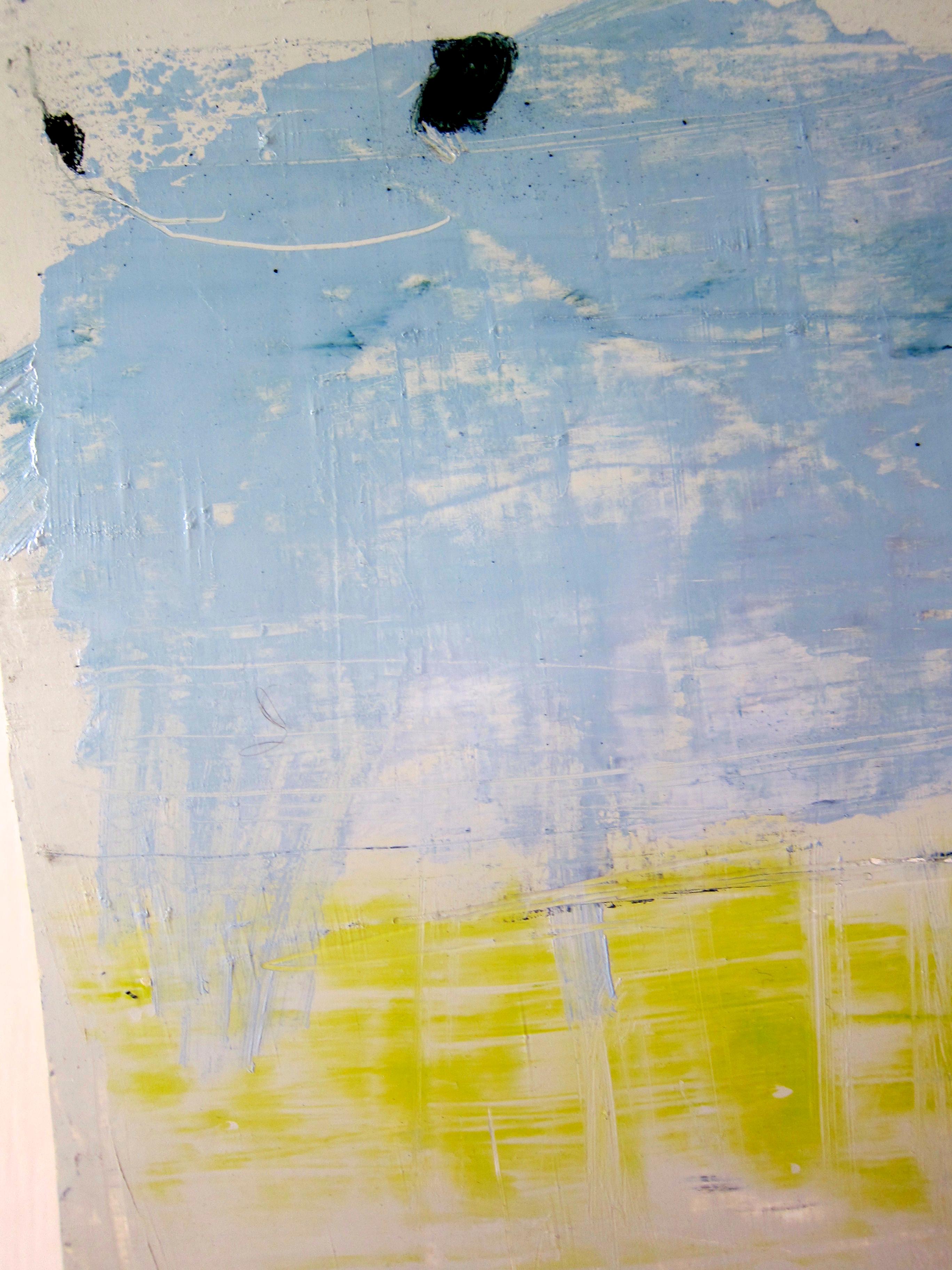 Lisa Lightman Abstract Painting - Ocean, Sea and Sky: minimalist, oil, pastel on paper, 2012