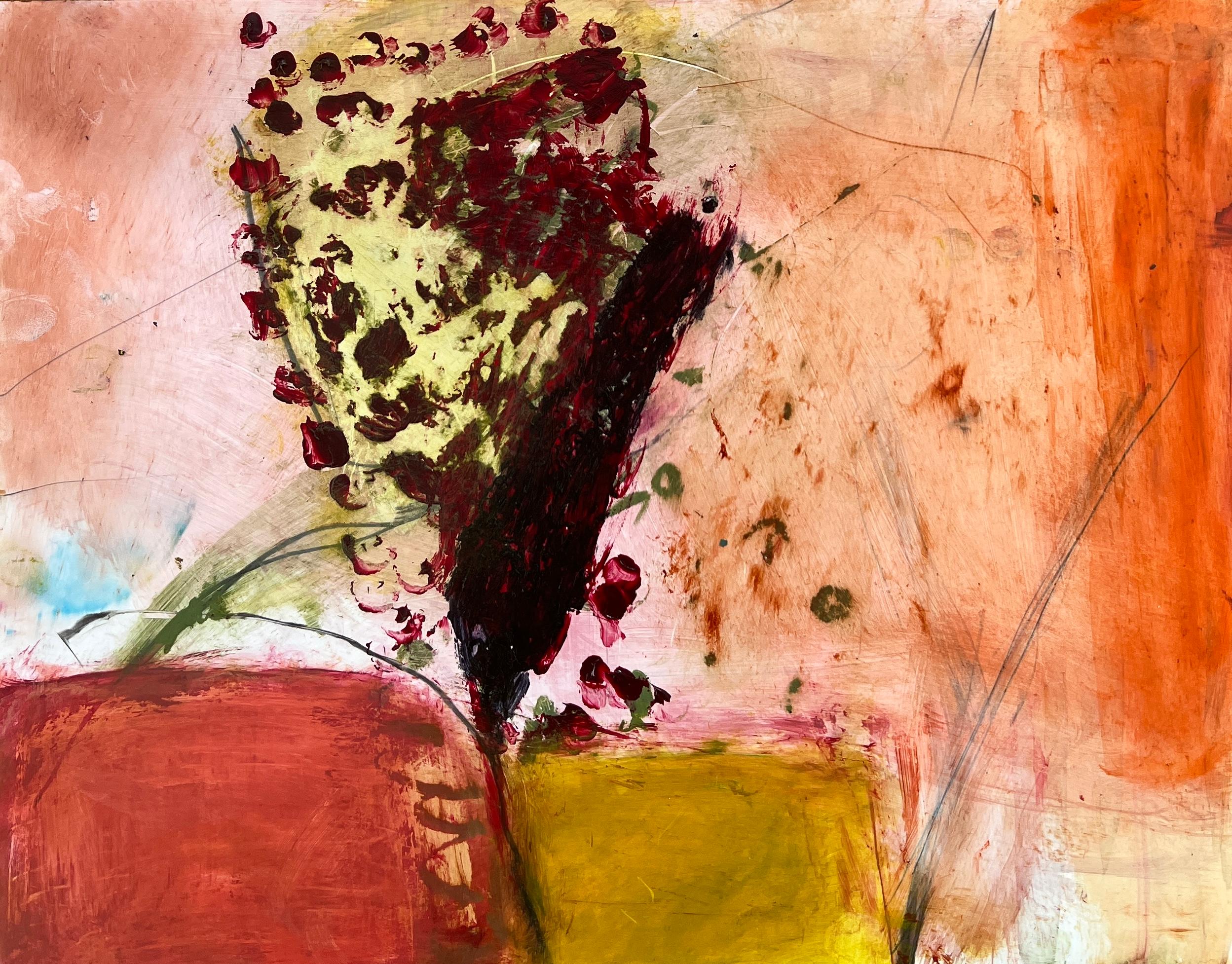 Lisa Lightman Landscape Painting - Sense of Possibility; botanical, abstract on Yupo paper