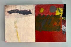 The Island Above and Below, maroon, white, panel