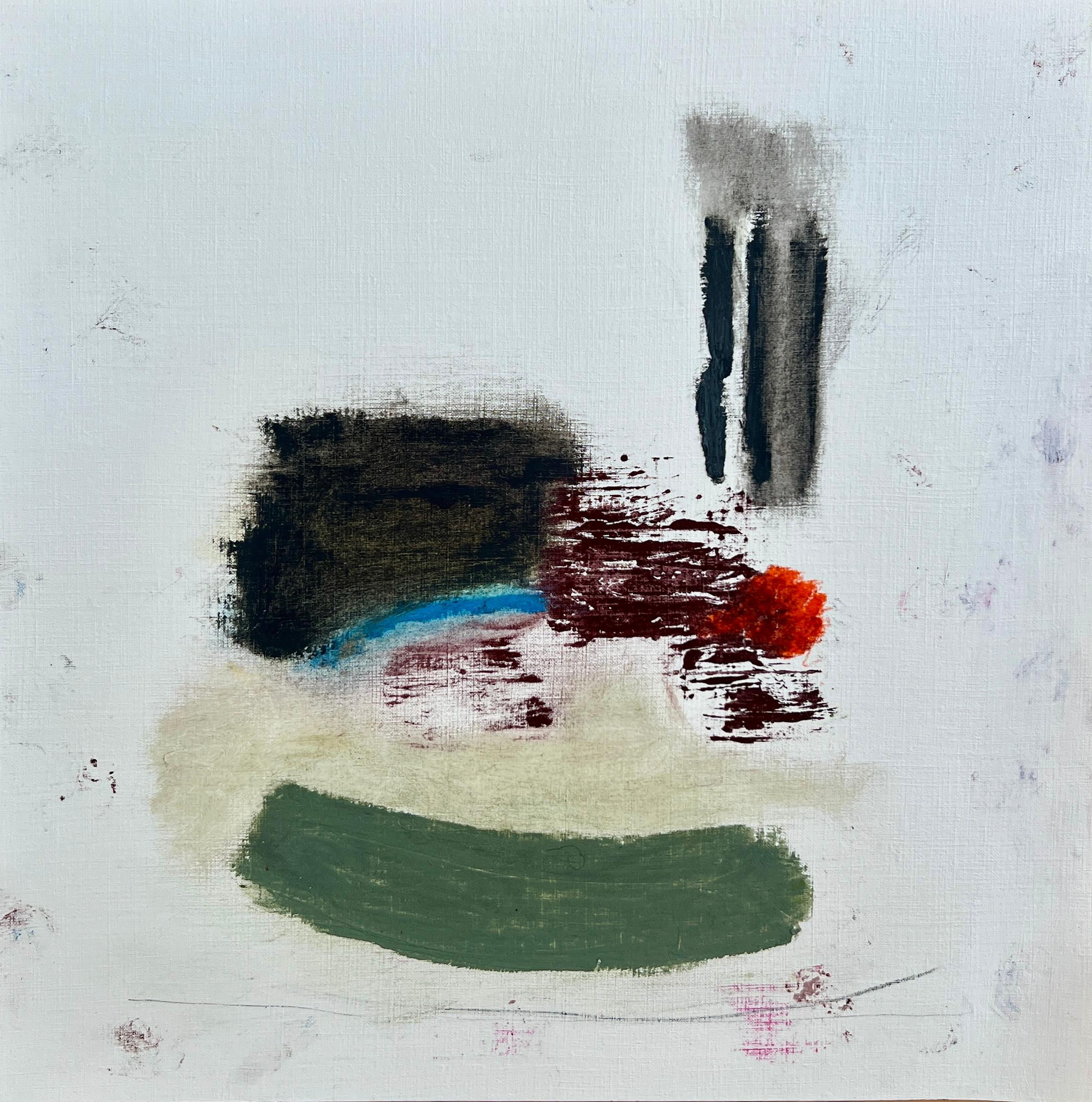 The Japanese Garden, abstract, on paper, oil stick, graphite - Painting by Lisa Lightman