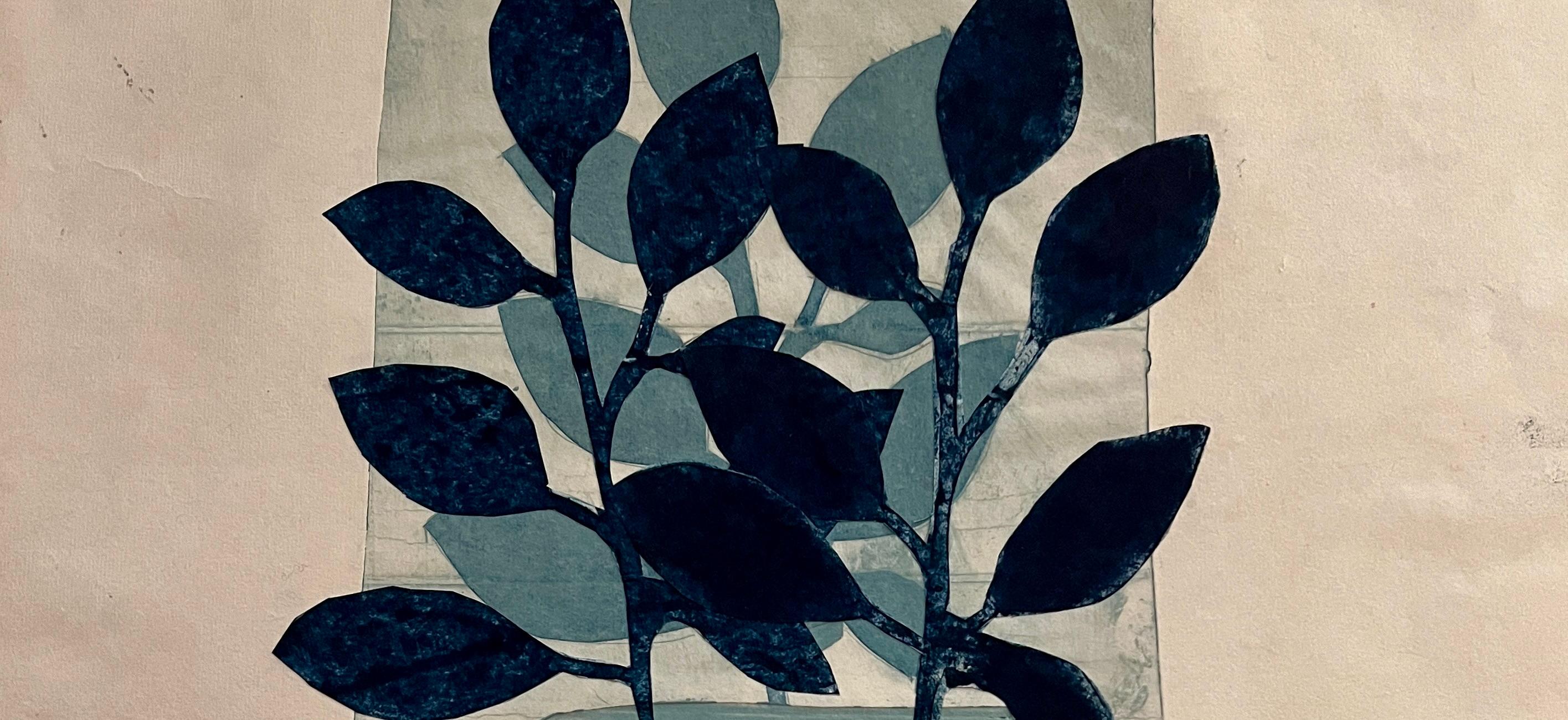 Blue Leaves - Contemporary Print by Lisa Lightman