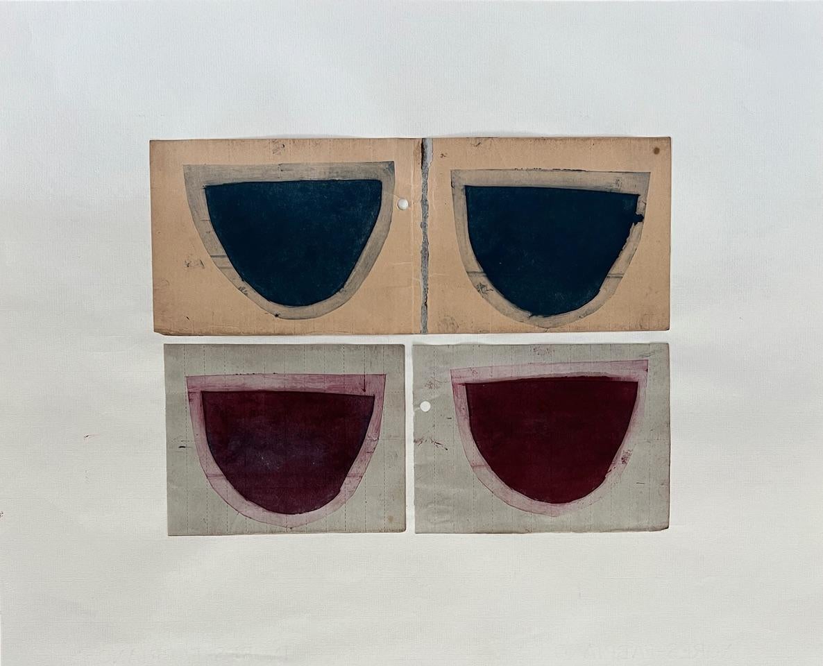 Four Bowls blue and red print - Print by Lisa Lightman