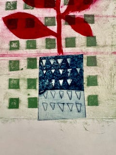 Botanical, Flowerpot, Red Leaves, Print