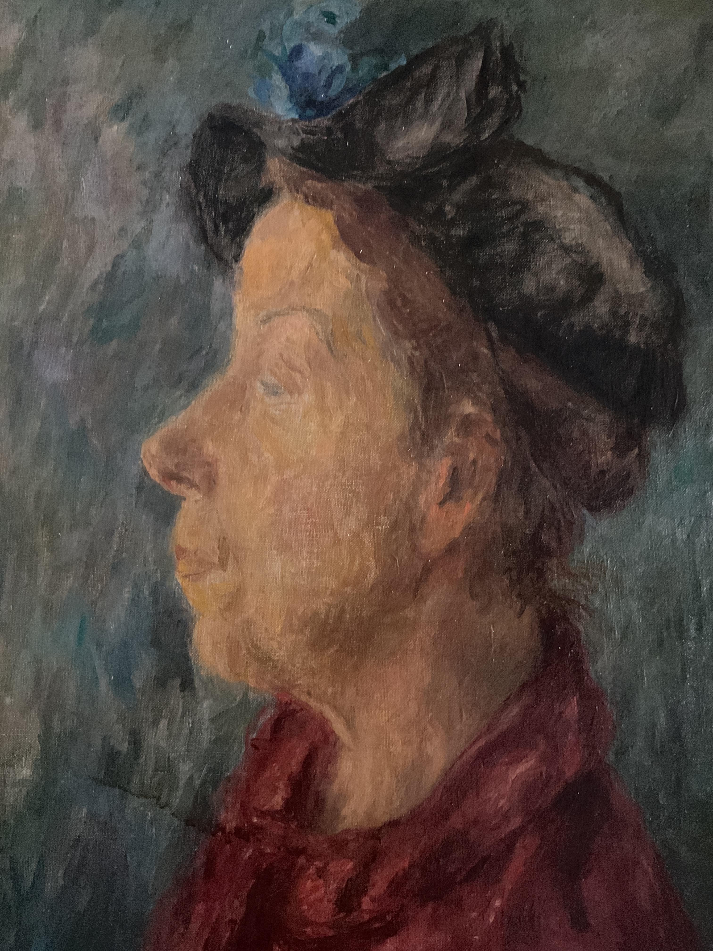 Seltenes Ölporträt von Modernist aus New York City, New York City  Künstlerin Lisa Mangor, ca. 1940er Jahre im Angebot 1