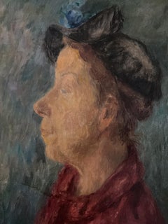 Rare New York City Oil Portrait by Modernist  Artist Lisa Mangor, ca 1940’s