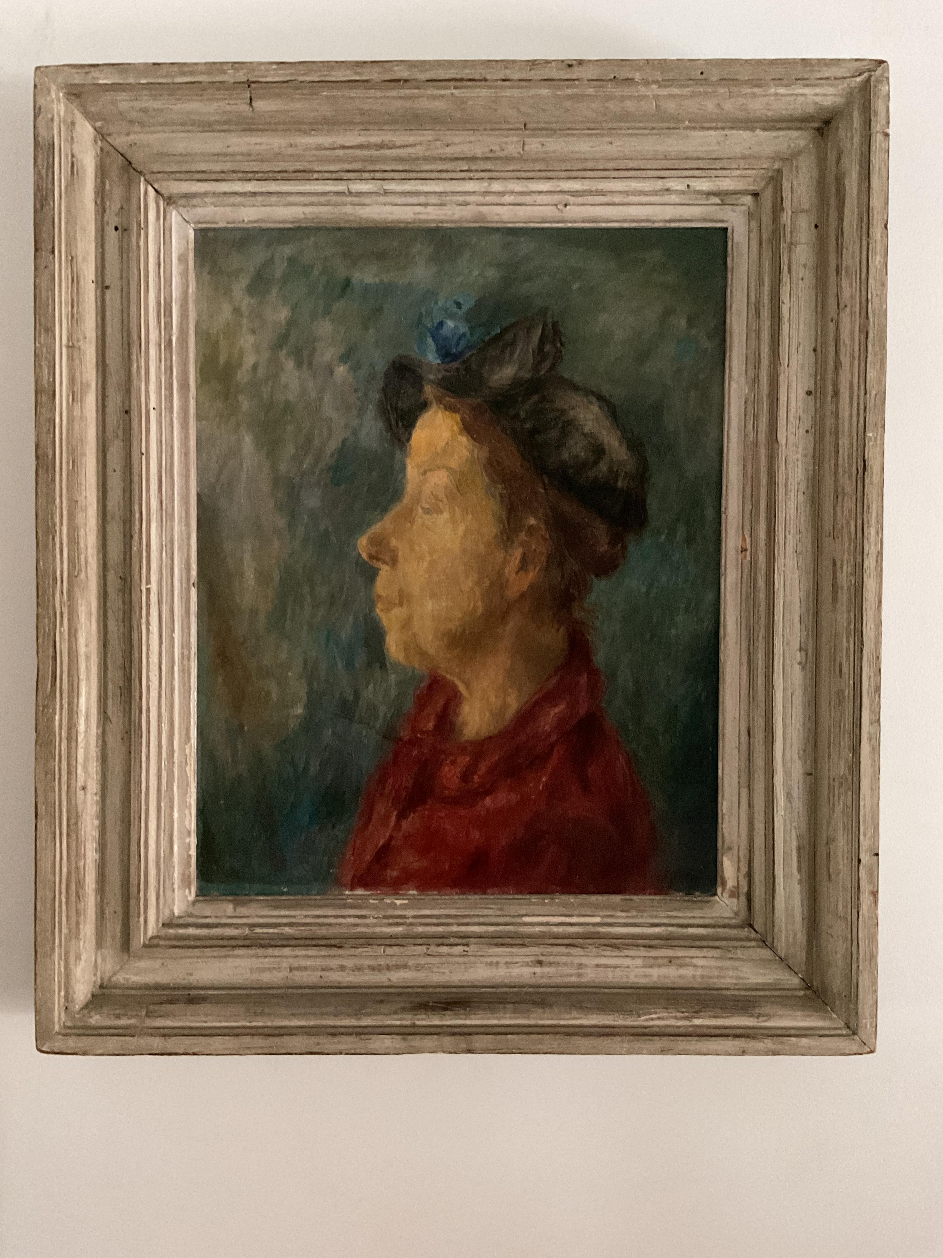 Rare New York City Oil Portrait by Modernist  Artist Lisa Mangor, ca 1940’s