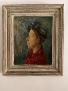 Raro retrato al óleo de Nueva York por un modernista  Artista Lisa Mangor, hacia 1940