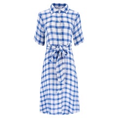 Lisa Marie Fernandez Belted Gingham Linen Dress