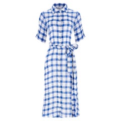 Lisa Marie Fernandez Belted Gingham Linen Dress