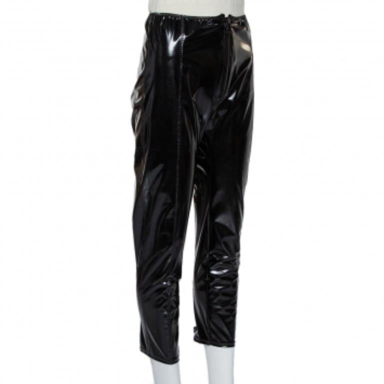Lisa Marie Fernandez Black Faux leather Zip Front Hannah Cropped Leggings M In Good Condition For Sale In Dubai, Al Qouz 2