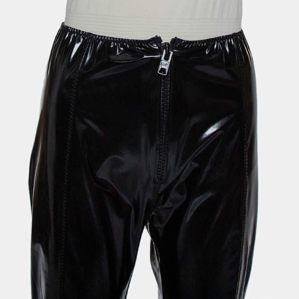 Women's Lisa Marie Fernandez Black Faux leather Zip Front Hannah Cropped Leggings M