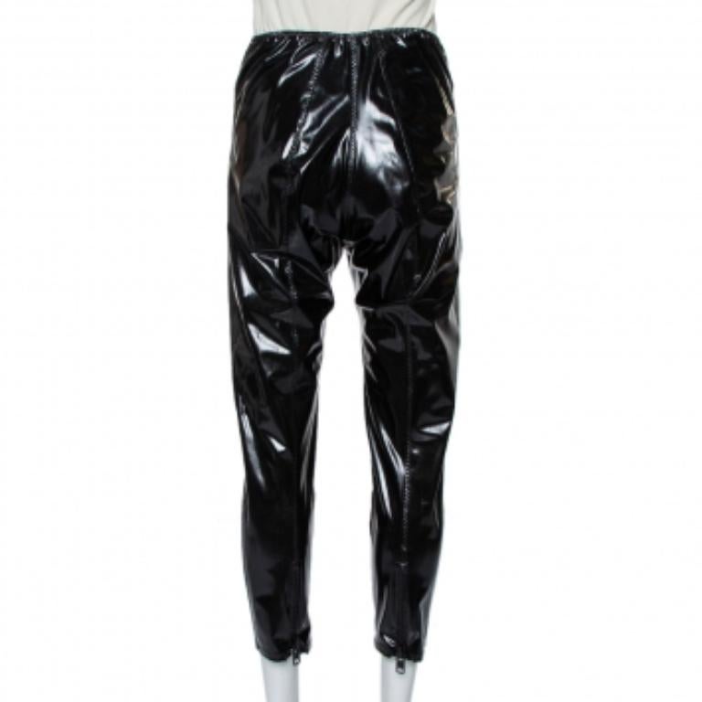 Women's Lisa Marie Fernandez Black Faux leather Zip Front Hannah Cropped Leggings M For Sale