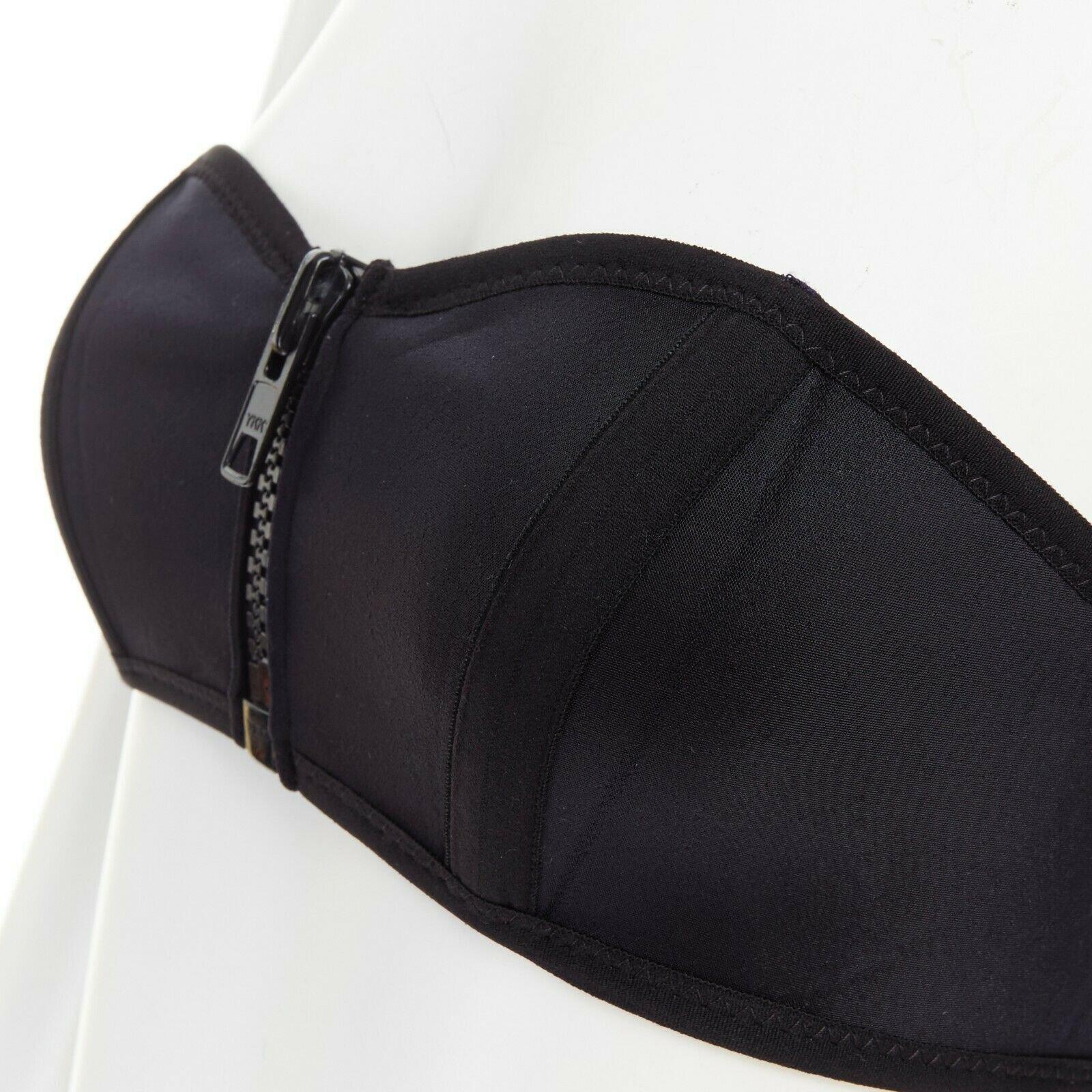 LISA MARIE FERNANDEZ black scuba zip front strapless 2 piece bikini set 1