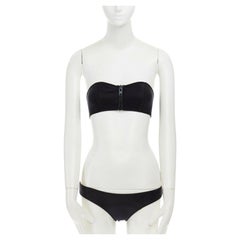 LISA MARIE FERNANDEZ black scuba zip front strapless 2 piece bikini set