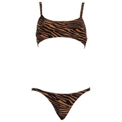 Lisa Marie Fernandez Brown Tiger Print Bikini Size M