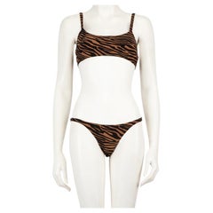 Lisa Marie Fernandez Brown Tiger Print Bikini Size M