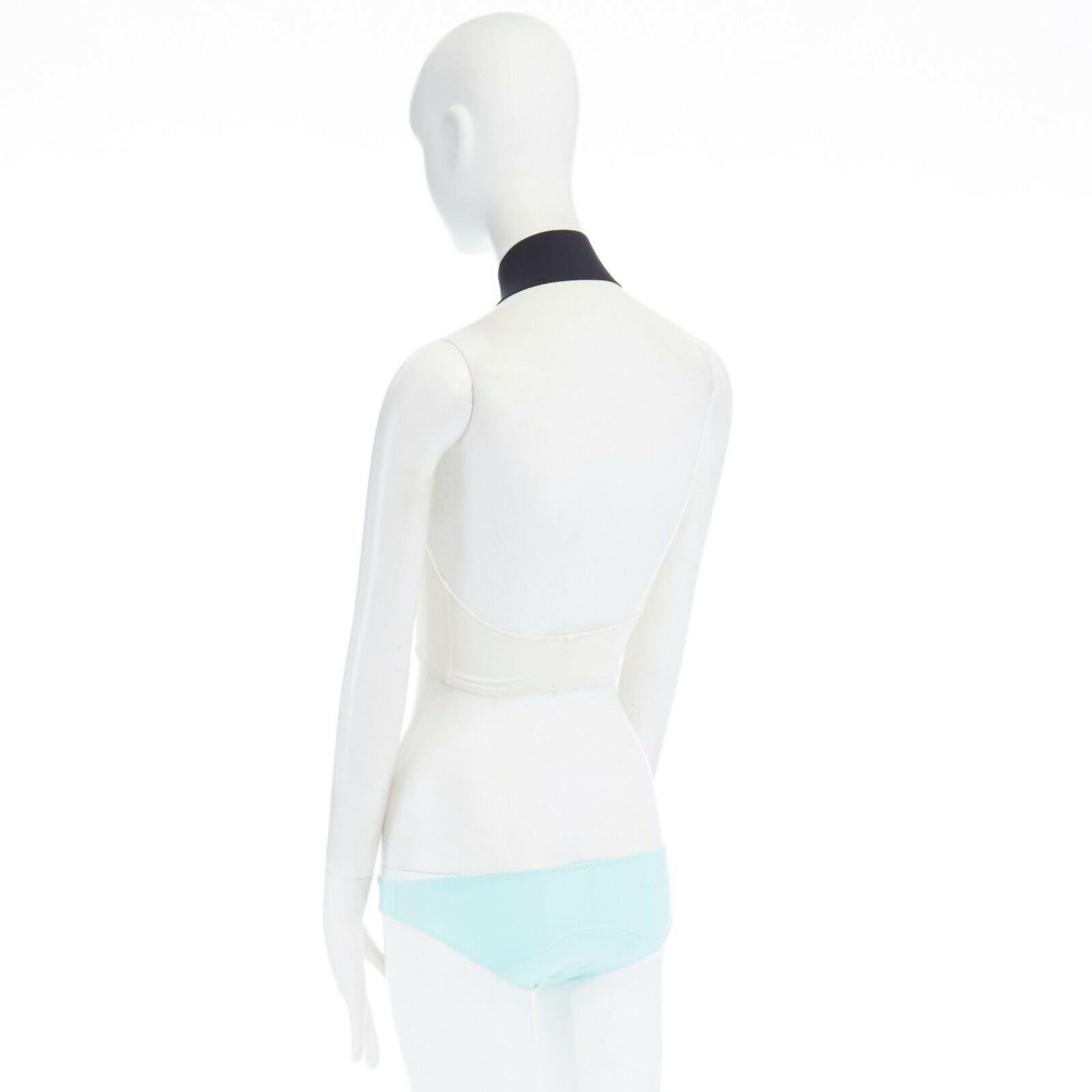 LISA MARIE FERNANDEZ Lisa Marie halter zip sky blue white crop 2 piece bikini 2