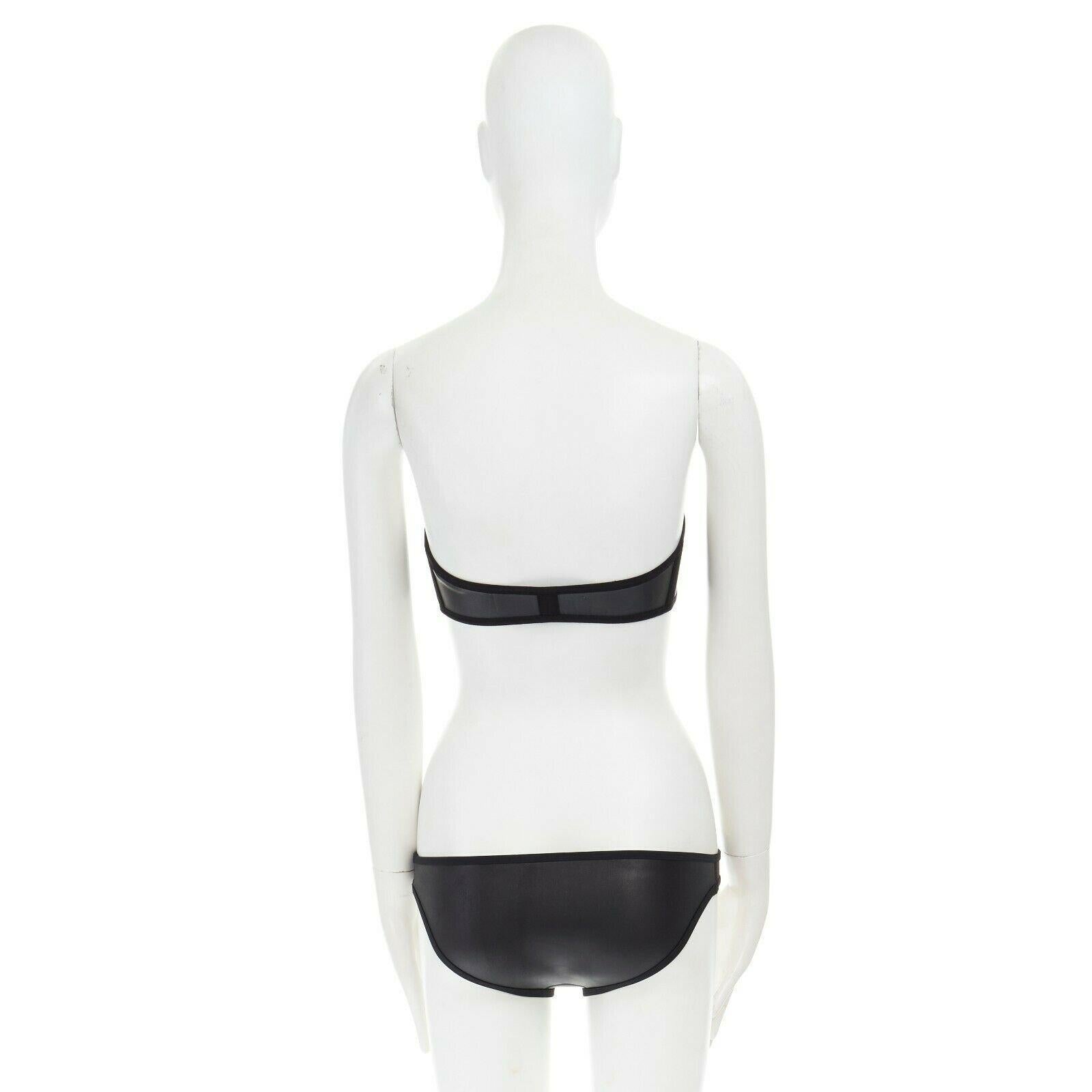 Black LISA MARIE FERNANDEZ Natalie black sheen zip front bandeau 2 piece bikini Sz. 1