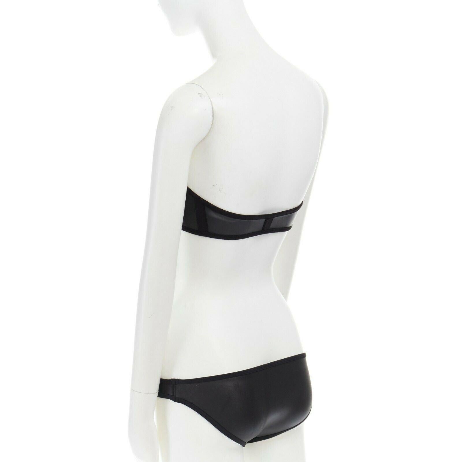 LISA MARIE FERNANDEZ Natalie black sheen zip front bandeau 2 piece bikini Sz. 1 In Fair Condition In Hong Kong, NT