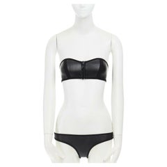 LISA MARIE FERNANDEZ Natalie black sheen zip front bandeau 2 piece bikini Sz. 1