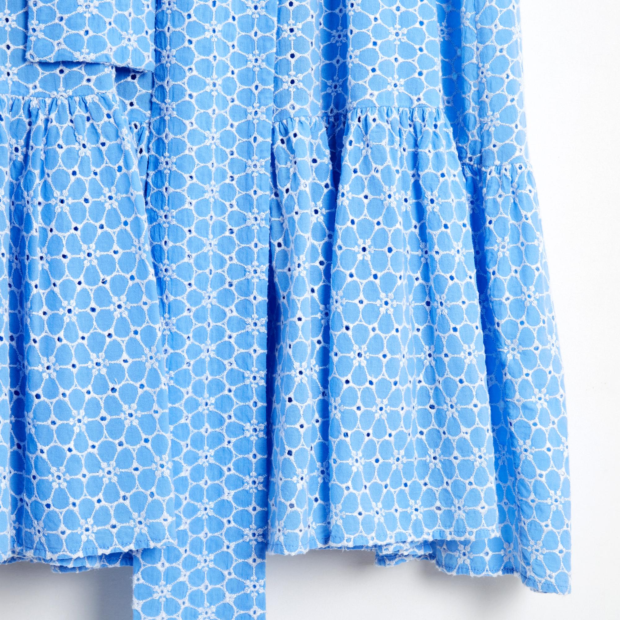 Women's or Men's Lisa Marie Fernandez Robe FR40 Blue Cotton Maxi Ruffles Belted Dress UK12 US10 For Sale
