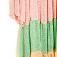 Lisa Marie Fernandez Robe FR40 Pastel Weave Tiered Dress UK12 US10