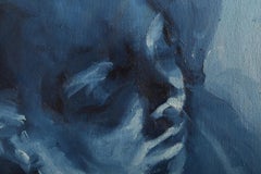 Ritratto blu, pittura ad olio Pop Art di Lisa Martin