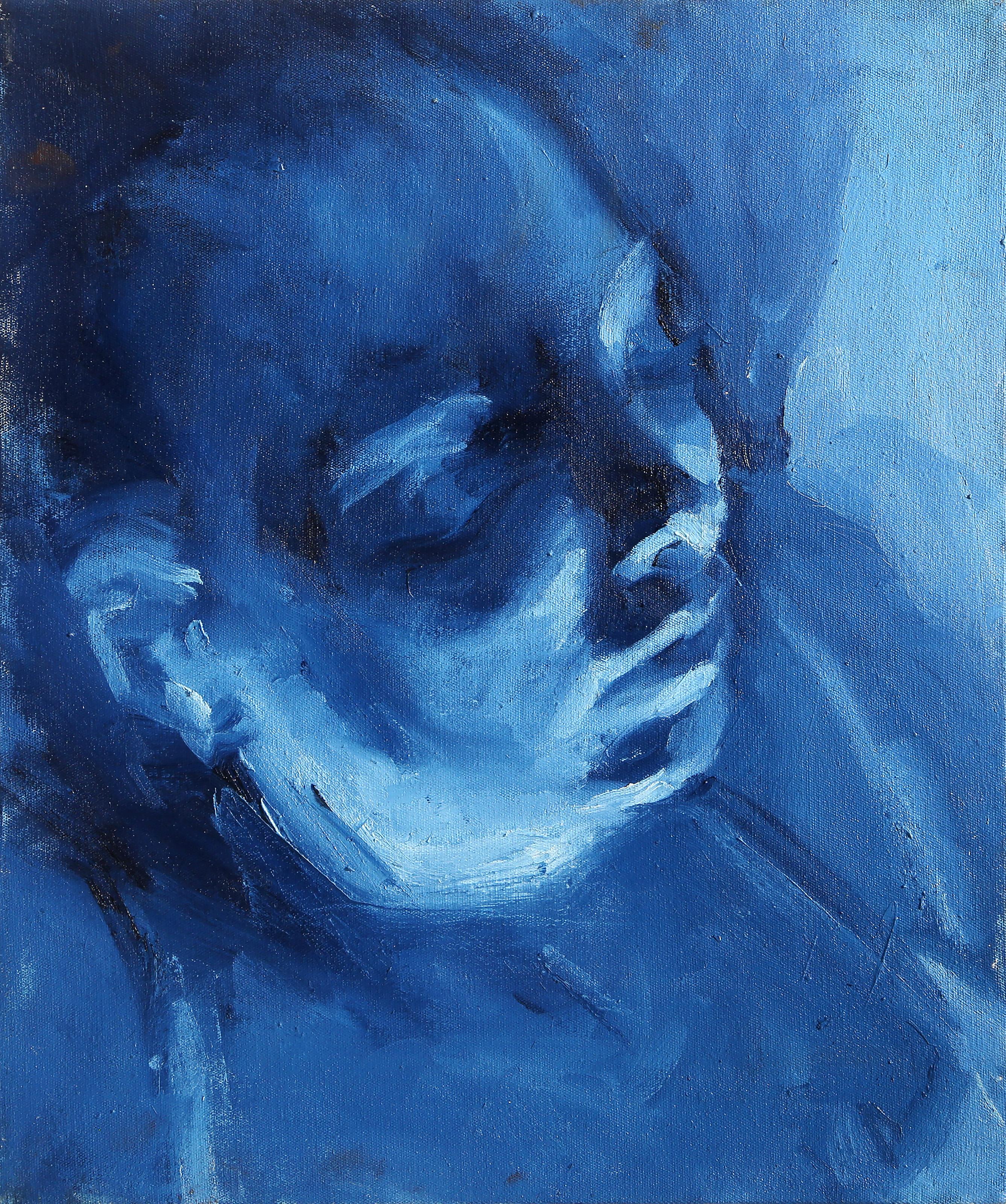 Lisa Martin - Blue Portrait, Year:  circa 1996, Medium:  Oil on Canvas, Size:  18 x 15 in. (45.72 x 38.1 cm)
