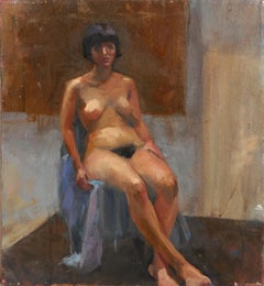 Nude Figure Study III, Impressionist Oil Painting by Lisa Martin