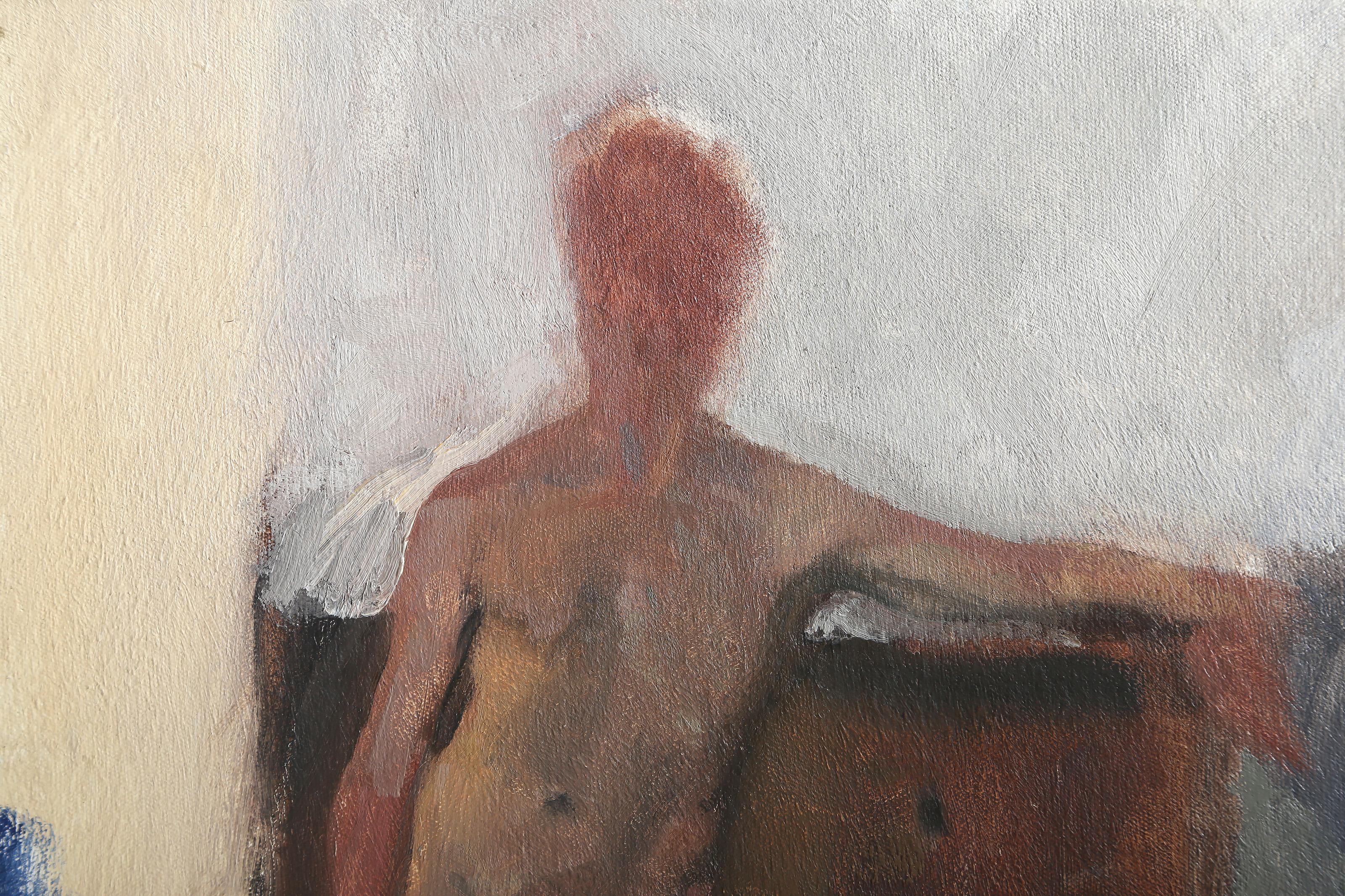 Nude Male Figure Study, Impressionist Oil Painting by Lisa Martin For Sale 1