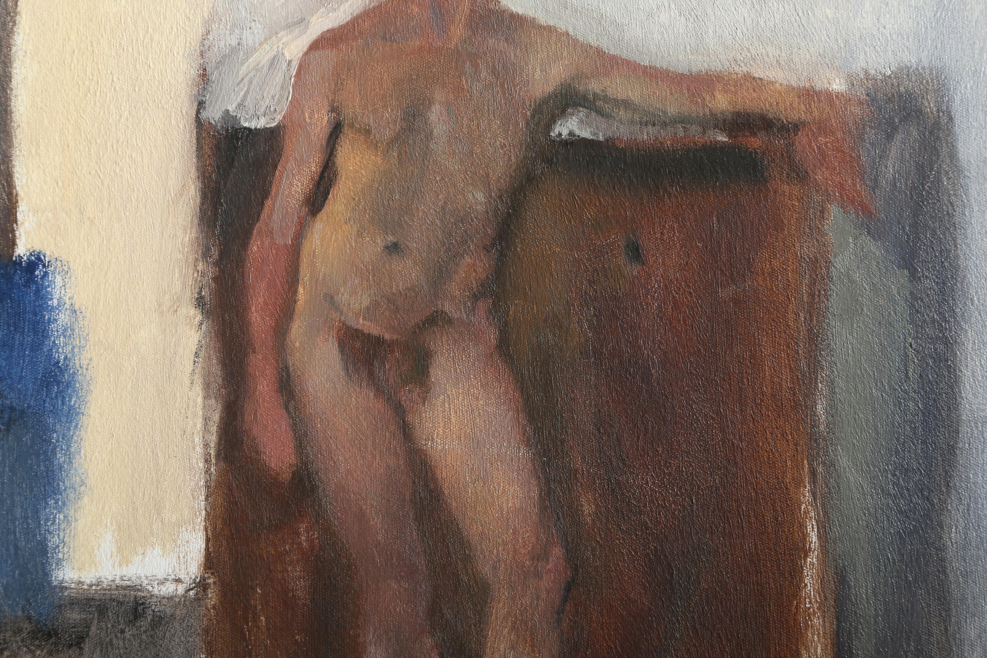 Nude Male Figure Study, Impressionist Oil Painting by Lisa Martin For Sale 2