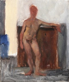 Nude Male Figure Study, Impressionist Oil Painting by Lisa Martin