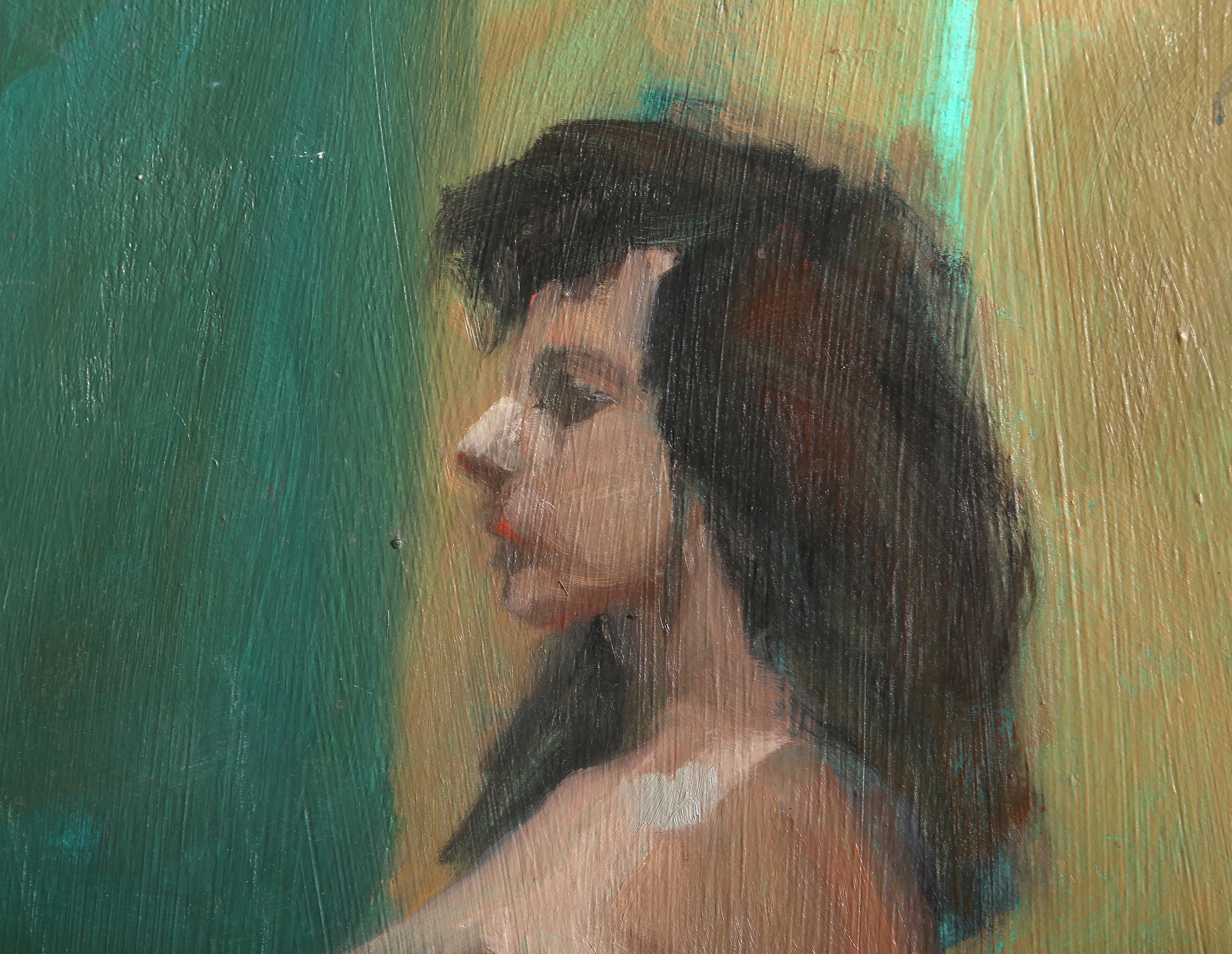 Profile of Nude Woman, Impressionist Oil Painting by Lisa Martin For Sale 1