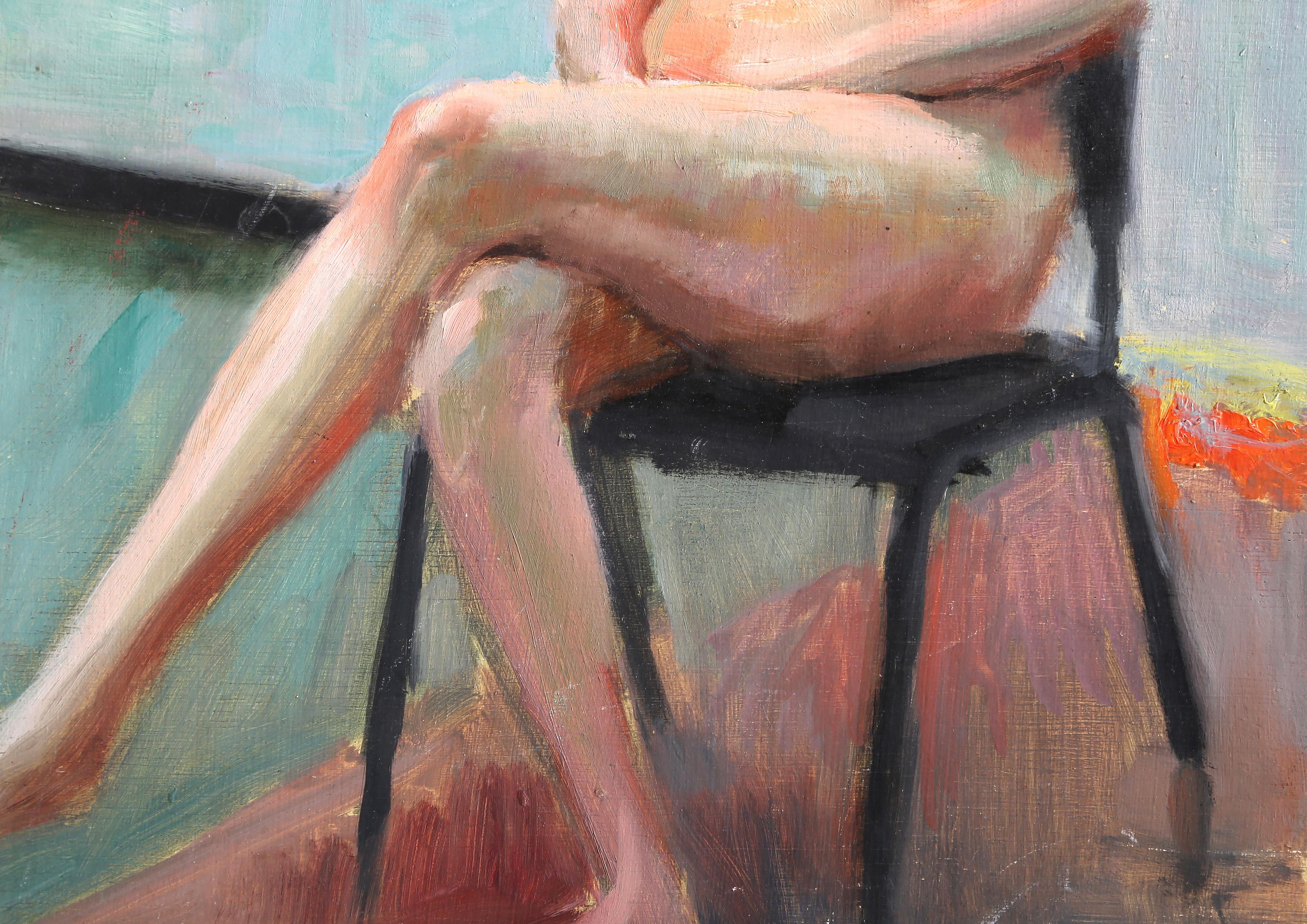 Seated Nude Figure Study, Photorealist Oil Painting by Lisa Martin For Sale 2