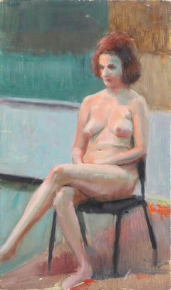 Seated Nude Figure Study, Photorealist Oil Painting by Lisa Martin