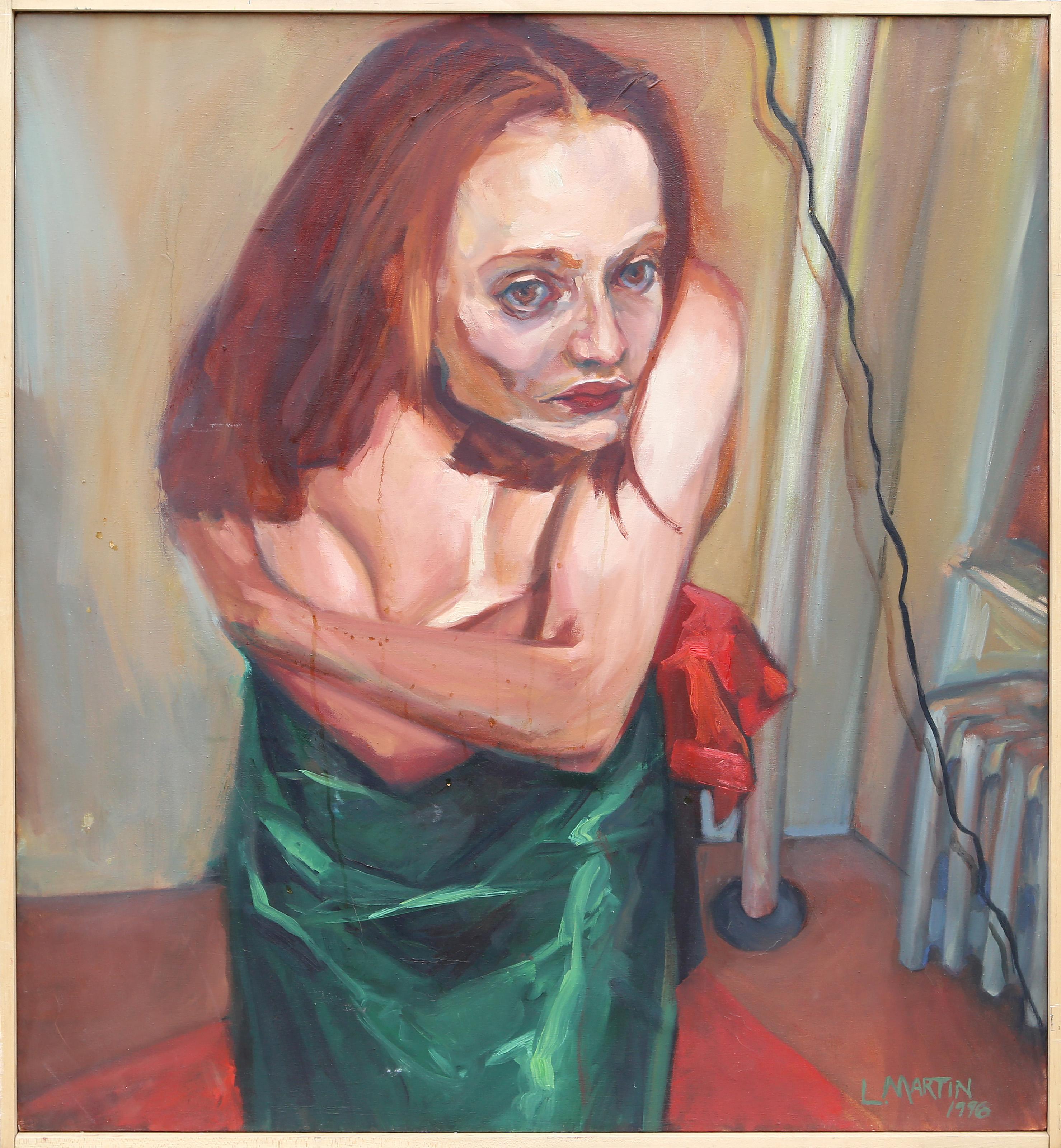 Lisa Martine - Donna nascosta, Anno:  1996, Medio:  Olio su tela, firmato e datato in basso a destra, Dimensioni:  40 x 36 in. (101.6 x 91.44 cm)

