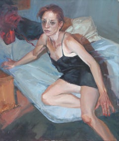 Woman in Bed, Photorealist Oil Painting by Lisa Martin