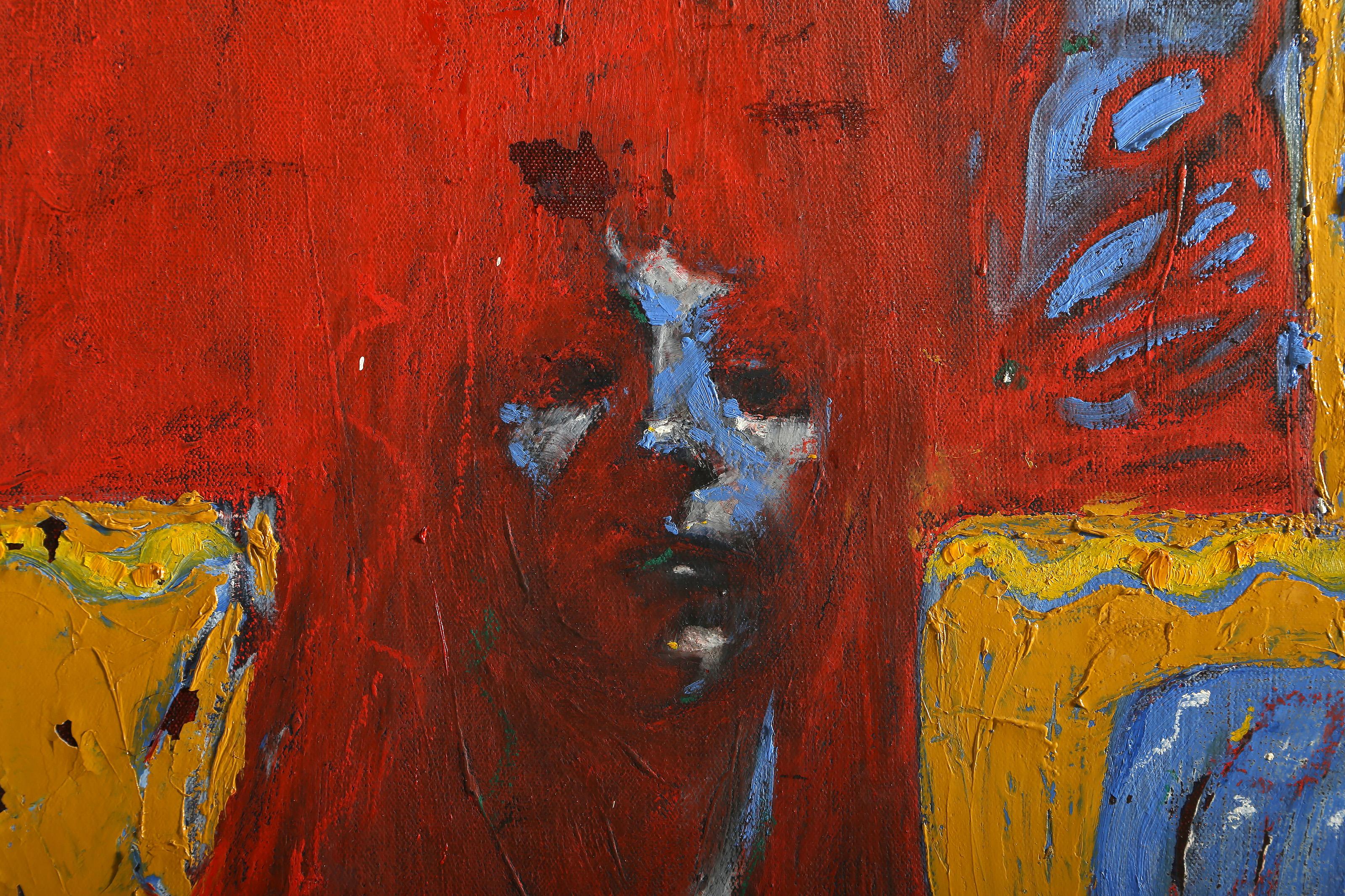 Woman in Red, Surrealist Oil Painting by Lisa Martin For Sale 1